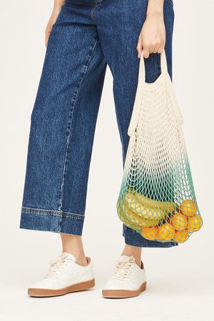Organic Cotton Dip Dye String Bag in Green