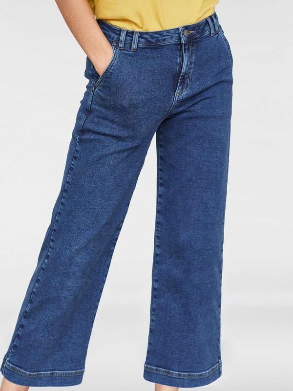 image of Essential Organic Cotton Denim High Rise Culotte in Mid Blue Wash