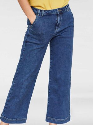 Essential Organic Cotton Denim High Rise Culotte in Mid Blue Wash