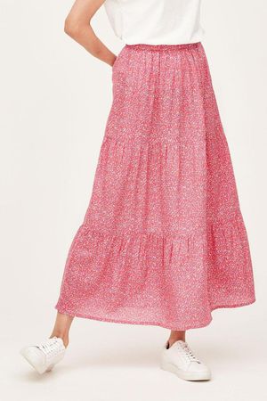 Miriam Tiered Skirt in Berry Pink