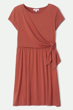Winnifred Bamboo Organic Cotton Jersey Tunic Dress in Terracotta Orange