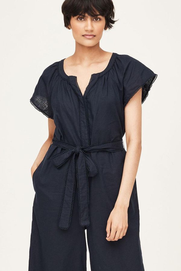 image of Yola Hemp Frill Jumpsuit in Navy