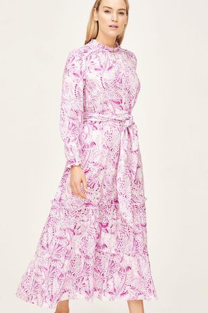 Portobello Tencel Floral Maxi Dress in Light Violet Pink