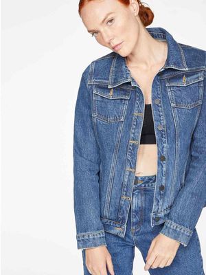 Essential Organic Cotton Denim Jacket in Mid Blue Wash