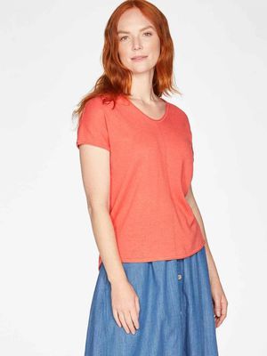 Faye V-Neck Hemp Organic Cotton Knit Jumper in Paprika Red