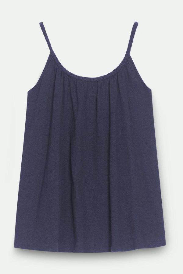 image of Ellie Plait Neck Hemp Organic Cotton Jersey Vest in Navy
