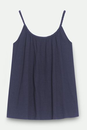 Ellie Plait Neck Hemp Organic Cotton Jersey Vest in Navy