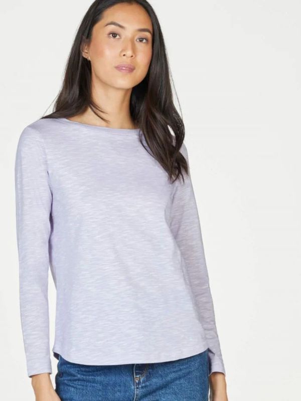 image of Organic Cotton Long Sleeve Jersey Top in Lilac Purple