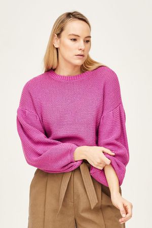 The Perfect Organic Cotton Chunky Knit Jumper in Light Violet Pink