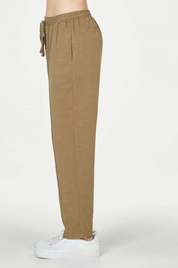 image of Luella Tencel Bamboo Tie Front Woven Jogger Trouser in Desert Brown