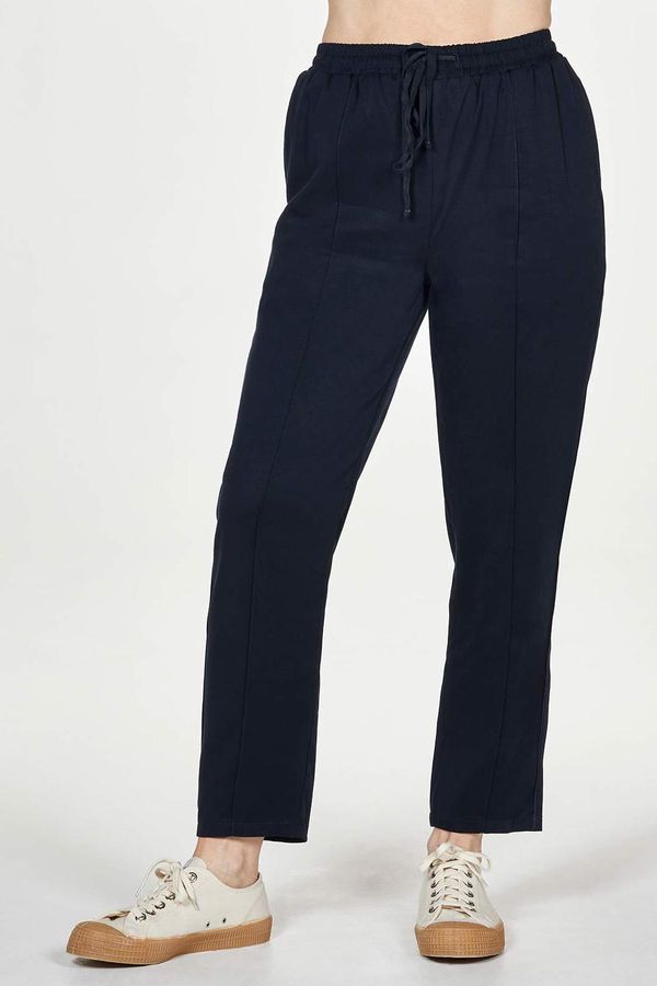 image of Luella Tencel Bamboo Tie Front Woven Jogger Trouser in Navy
