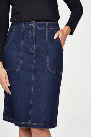 Organic Cotton Essential Denim Skirt in Dark Blue Wash
