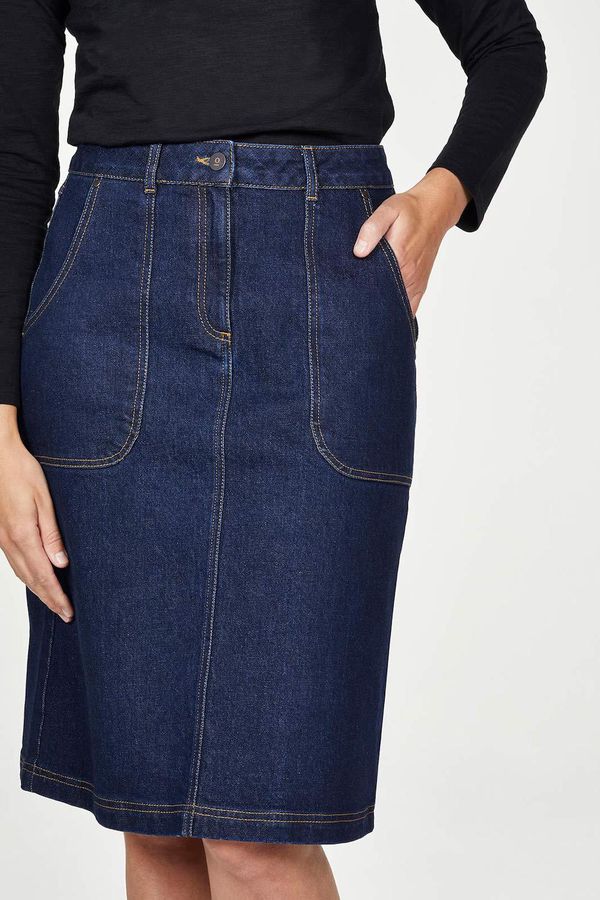 image of Organic Cotton Essential Denim Skirt in Dark Blue Wash