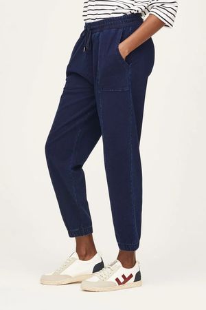 Essential Loopback Indigo Organic Cotton Joggers in Dark Indigo Blue