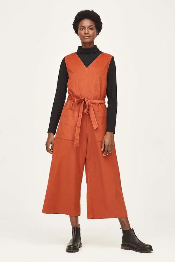 image of Ehnina Organic Cotton Corduroy Jumpsuit in Spiced Orange