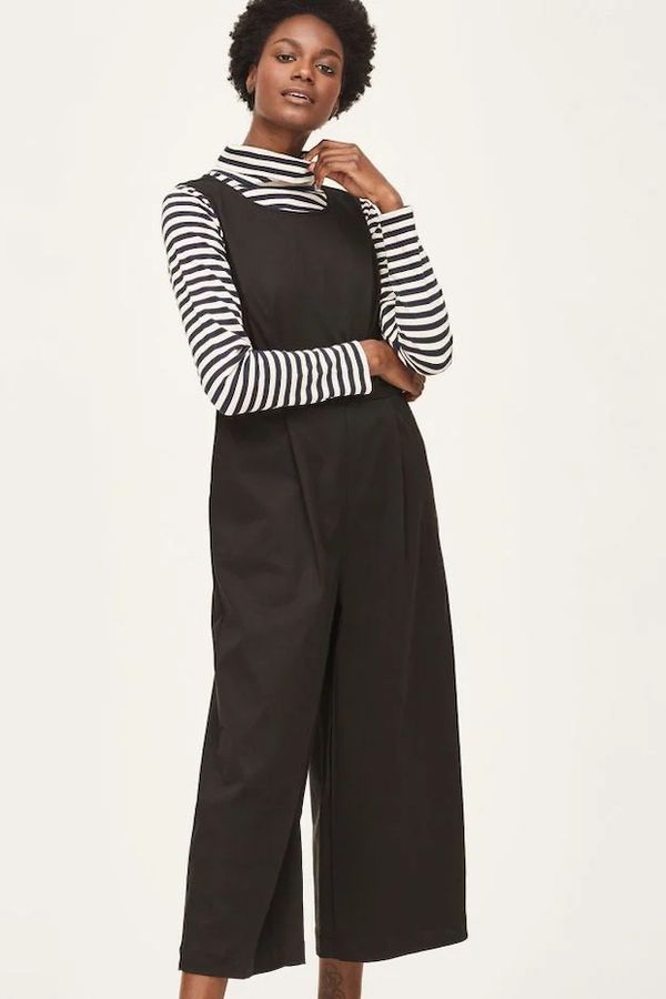 image of Georgette Tencel Sleeveless Jumpsuit in Black