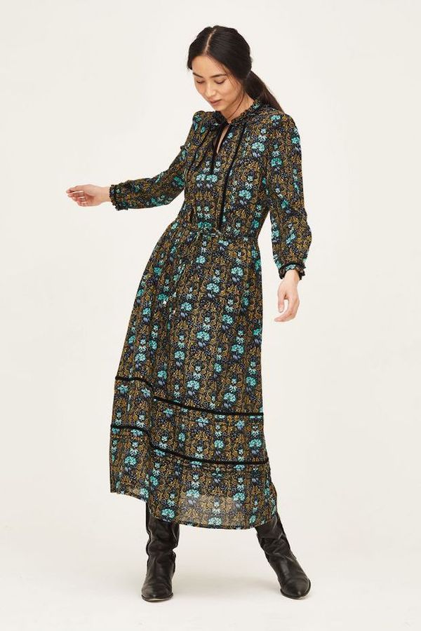 image of Spartali Organic Cotton Tiered Midi Dress in Black