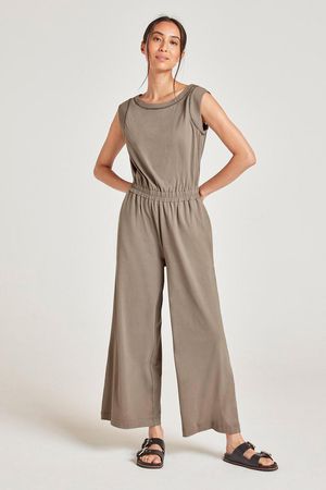 Amaris Organic Cotton Jersey Jumpsuit in Olive Green