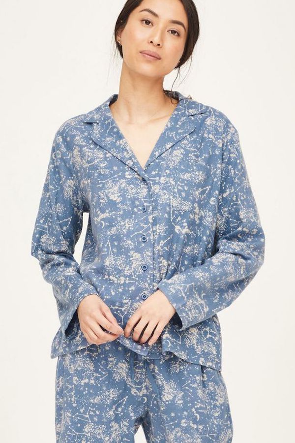 image of Abilene Organic Cotton Printed Pyjama Set in Atlantic Blue