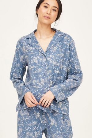 Abilene Organic Cotton Printed Pyjama Set in Atlantic Blue