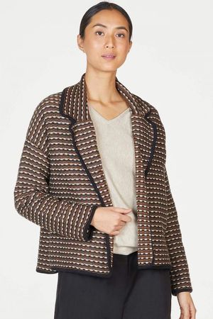 Cecelia Organic Cotton Wool Blend Knit Jacket in Navy