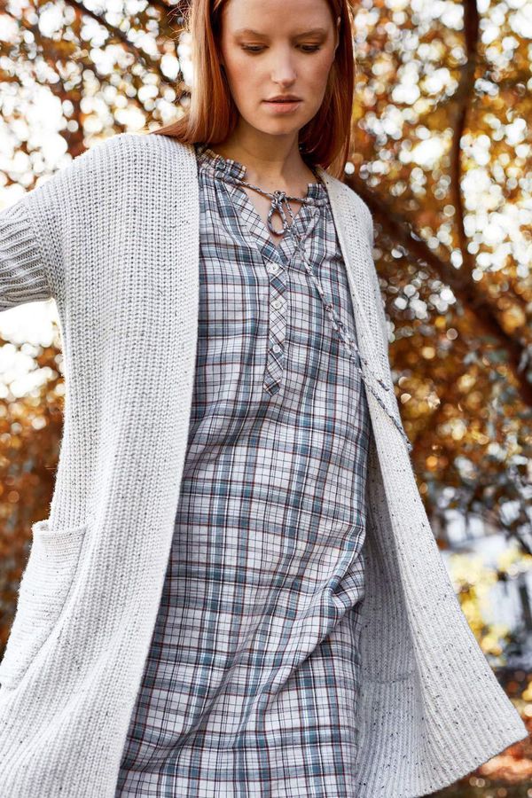 image of Cinthie Organic Cotton Wool Chunky Longline Cardigan in Cream