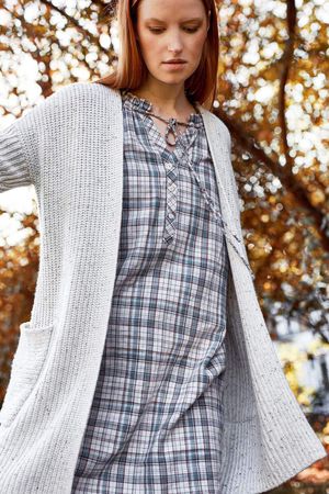 Cinthie Organic Cotton Wool Chunky Longline Cardigan in Cream