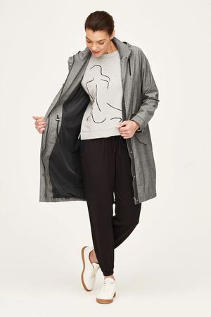 Rachael Waterproof Organic Cotton Chambray Coat in Black