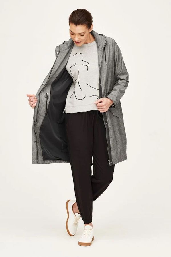 image of Rachael Waterproof Organic Cotton Chambray Coat in Black