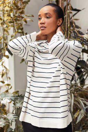 Anzella Organic Cotton Wool Roll Neck Jumper in White