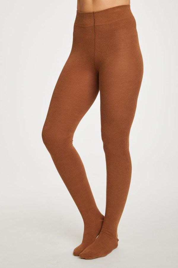 image of Bamboo Essential Plain Tights in Toffee Brown