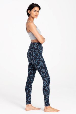 Junetta Bamboo Skirt Cover Floral Leggings in Navy