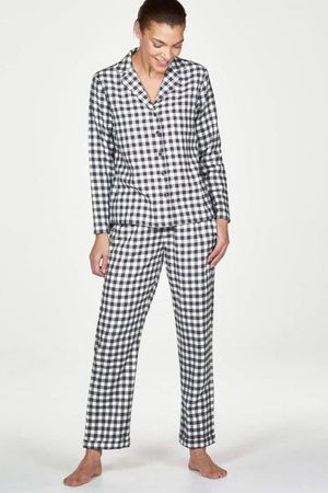 Mae Organic Cotton Yarn Dye Check PJ Set in Graphite Grey