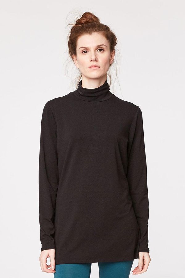image of Base Layer Bamboo Roll Neck Top in Black