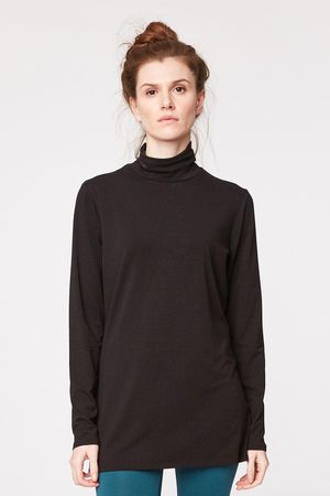 Base Layer Bamboo Roll Neck Top in Black