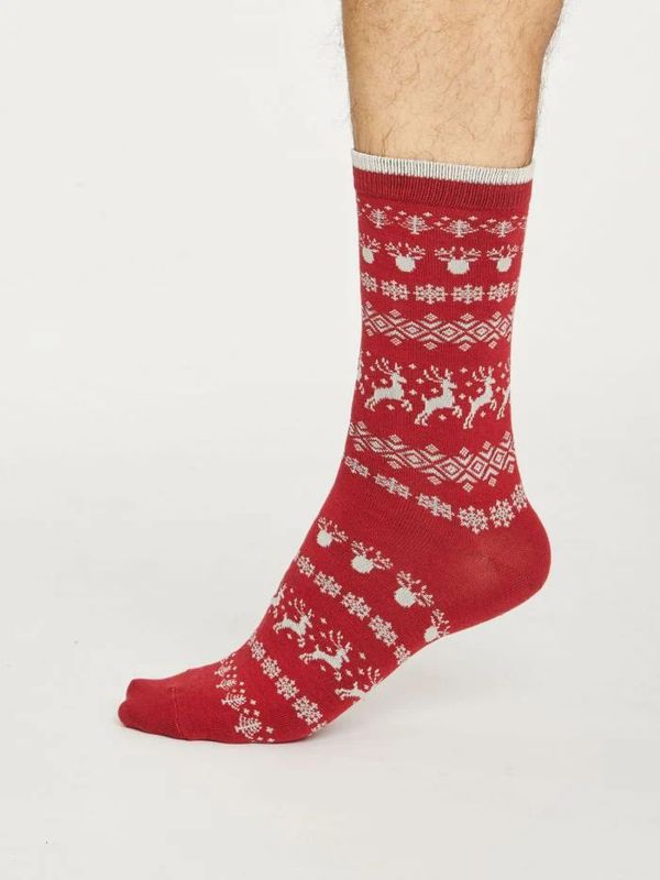 image of Reindeer Bamboo Socks in Red