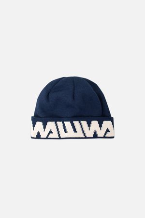Recycled Logo Beanie in Petrol and White
