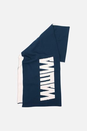 Recycled Logo Scarf  in Petrol and White