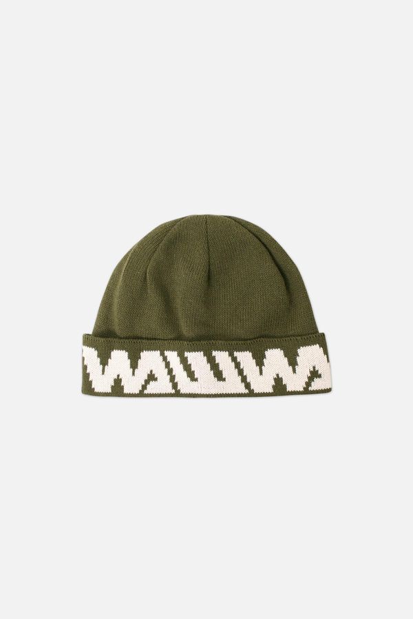 image of Recycled Logo Beanie in Khaki and White