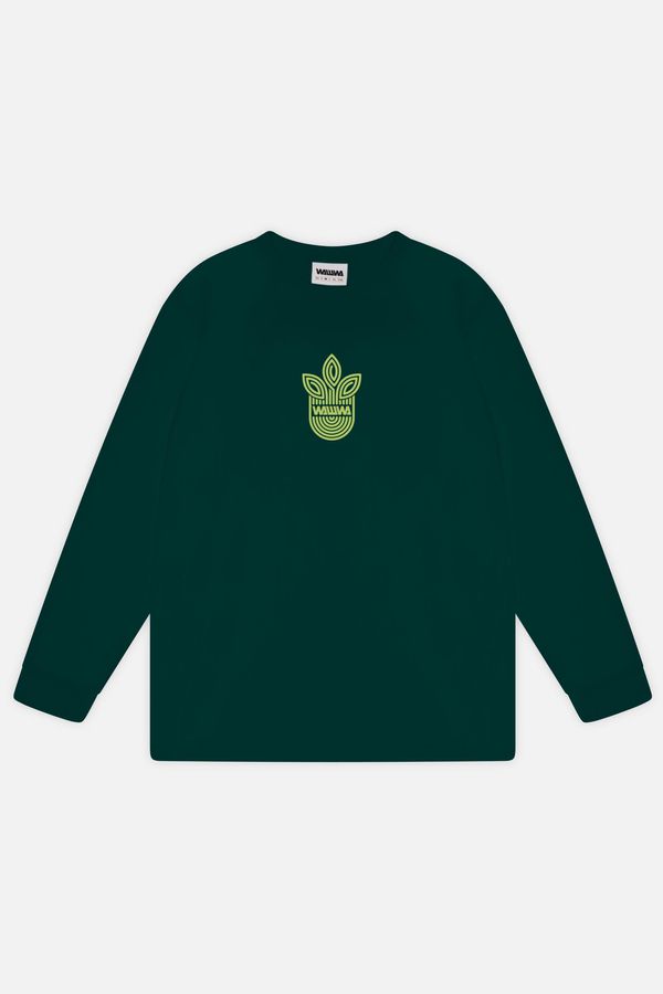 image of Leaf Logo Long Sleeve in Jungle Green