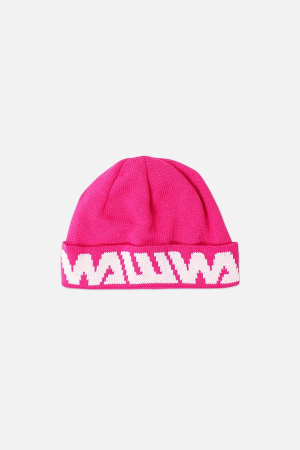 image of Recycled Logo Beanie in Magenta and White