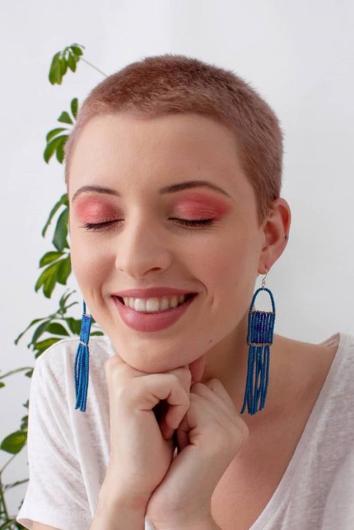 melako glass bead earrings in cobalt and blue