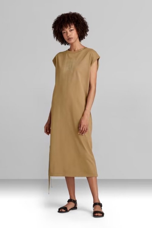 adjustable organic cotton safari midi dress
