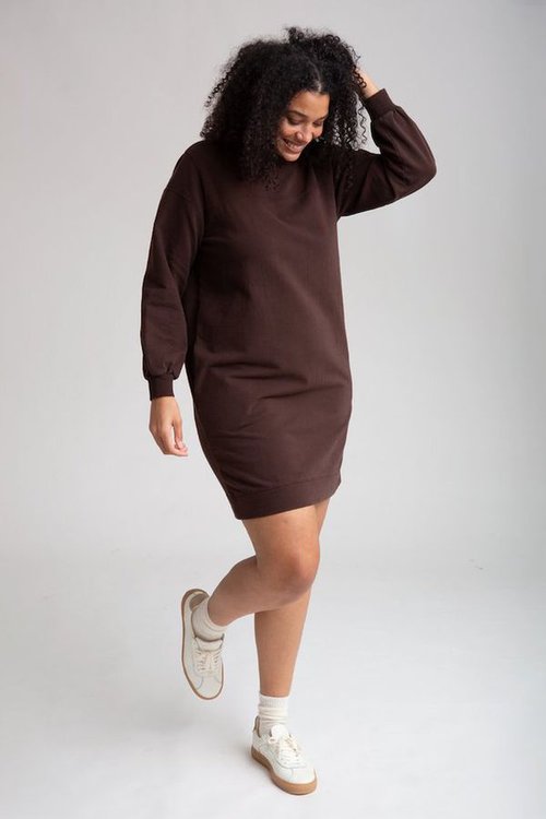 agatha organic cotton dress in chocolate