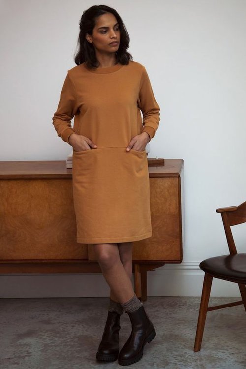 alexis organic cotton dress in almond