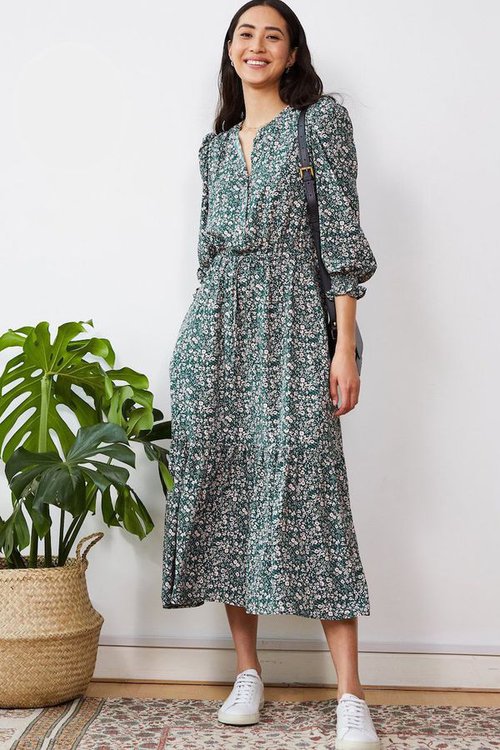 annest ecovero dress in pine silhouette floral