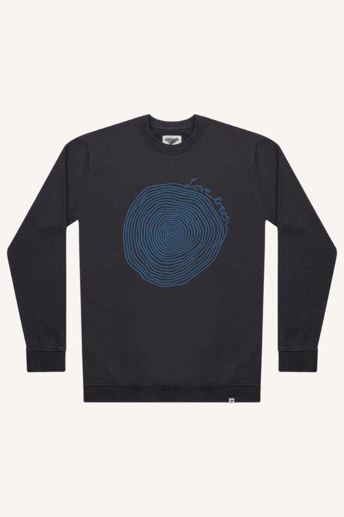 arugam tree lovers organic cotton sweatshirt for men in charcoal