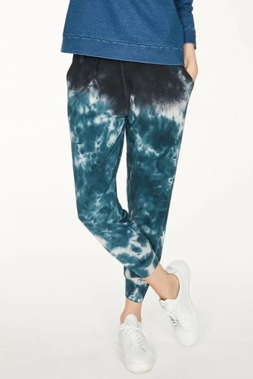 bamboo and organic cotton tie dye sweatpants in blue