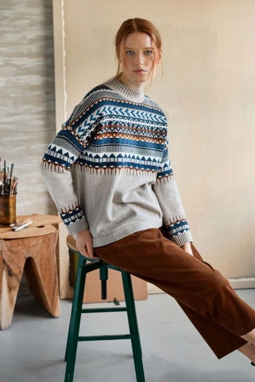 delilah womens fairisle organic cotton jumper in cream