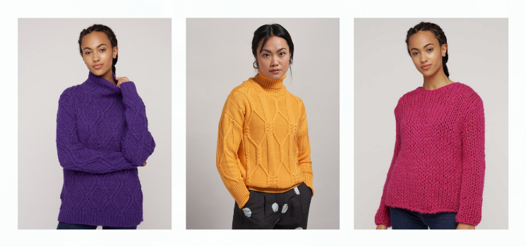 jumpers in a rainbow of colours